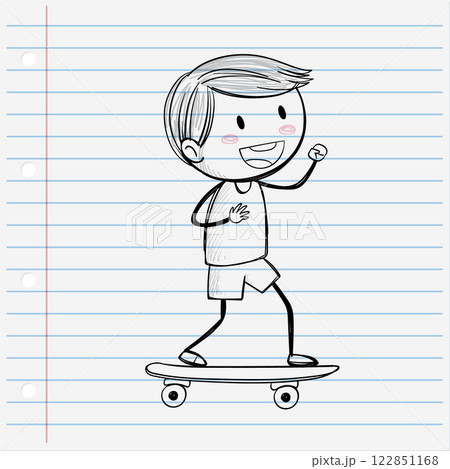 Happy Child Skateboarding on Notebook Happy Child Skateboarding on Notebook 122851168