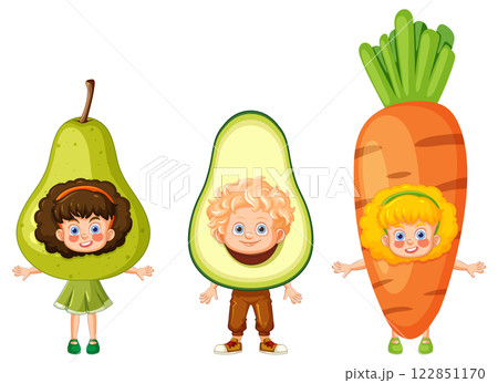 Kids Dressed as Fruits and Vegetables Kids Dressed as Fruits and Vegetables 122851170