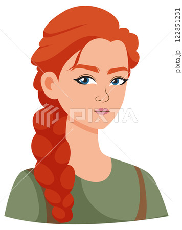 Red-Haired Woman with Braided Hair 122851231