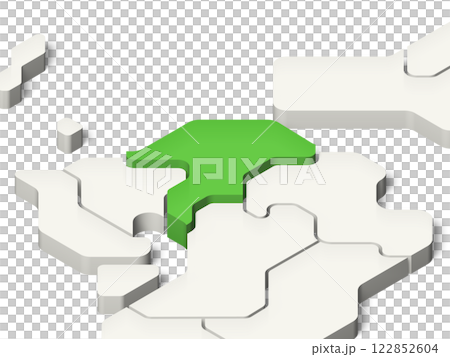 Map of Japan Fukuoka Prefecture (transparent background, with shadow) 122852604