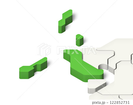 日本地図　長崎県（背景透過、影付き） 122852731