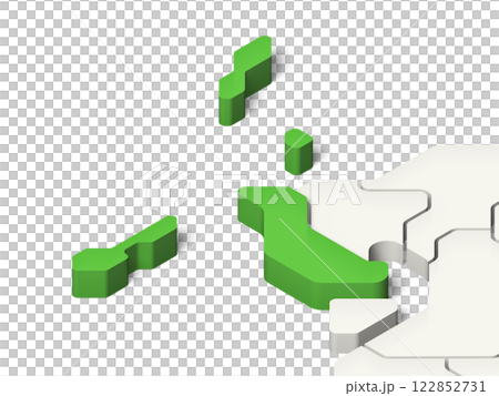 日本地図　長崎県（背景透過、影付き） 122852731