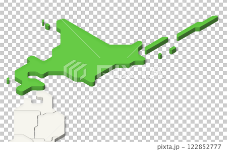 日本地図 北海道(背景透過、影付き) 日本地図 北海道(背景透過、影付き) 122852777