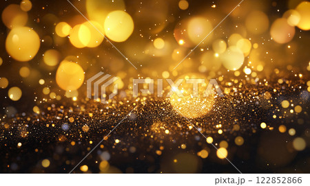 金色のパーティクル、キラキラ、黒背景 金色のパーティクル、キラキラ、黒背景 122852866