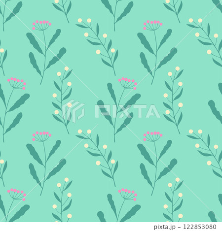 Summer time vibe. Herbal doodles, botanical pattern, twigs with pink and white berries on mint green background. Summer meadow, clearing with herbs. Summer time vibe. Herbal doodles, botanical pattern, twigs with pink and white berries on mint green background. Summer meadow, clearing with herbs. 122853080