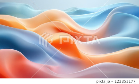 Swirling waves of soft pastel hues create a tranquil, abstract landscape. The delicate interplay of 122853177