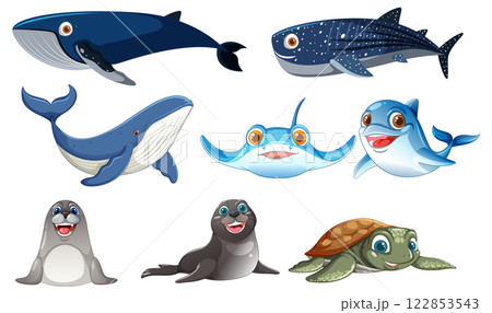 Colorful Sea Creatures Illustration Colorful Sea Creatures Illustration 122853543