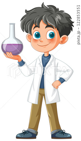 Young Scientist with Beaker Illustration 122853551