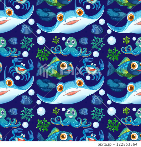 Colorful Underwater Marine Life Pattern 122853564
