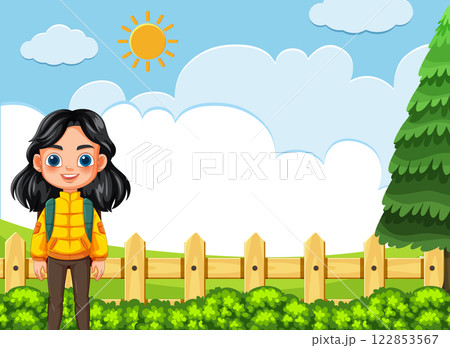 Child Exploring a Sunny Forest Scene Child Exploring a Sunny Forest Scene 122853567