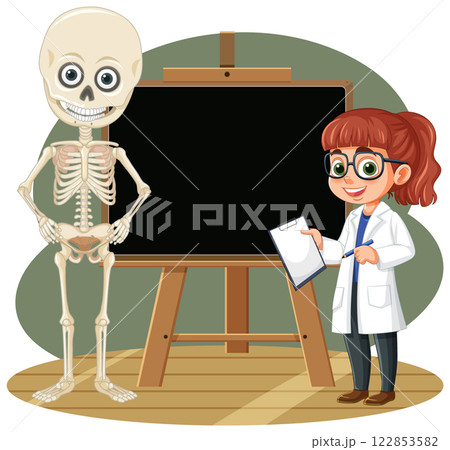 Science Classroom with Skeleton Model Science Classroom with Skeleton Model 122853582