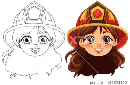 Firefighter Girl Vector Illustration Firefighter Girl Vector Illustration 122853590