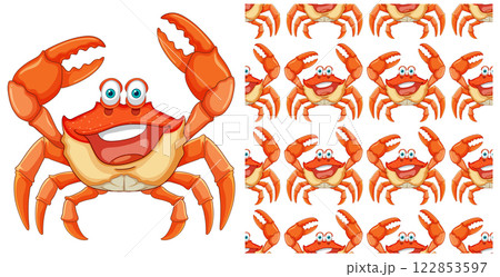 Cheerful Crabs Seamless Pattern Design 122853597