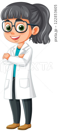 Confident Female Scientist Cartoon Illustration Confident Female Scientist Cartoon Illustration 122853605