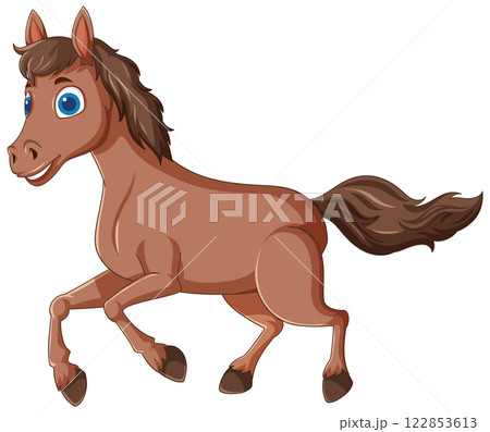 Cheerful Cartoon Horse Illustration 122853613