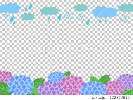 雨季雨和繡球花插圖框架/背景材料 雨季雨和繡球花插圖框架/背景材料 122853650