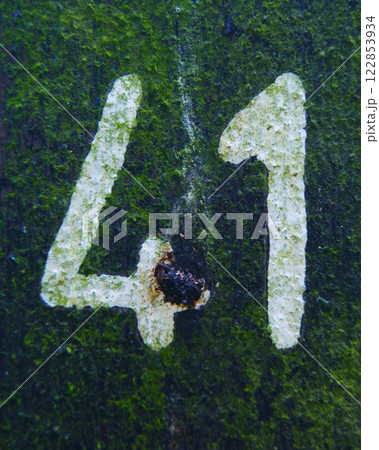 Number 41, White number on a dark background. Black and white old photo 122853934