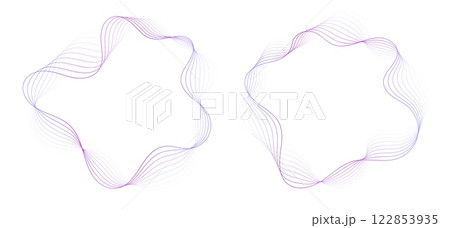 Abstract wavy frames set, colorful flowing borders isolated on white. 122853935