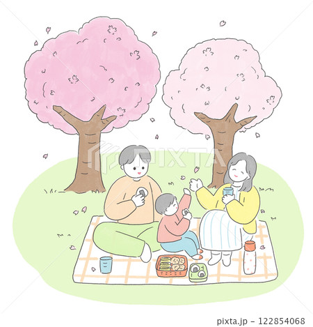 お花見をする親子 お花見をする親子 122854068