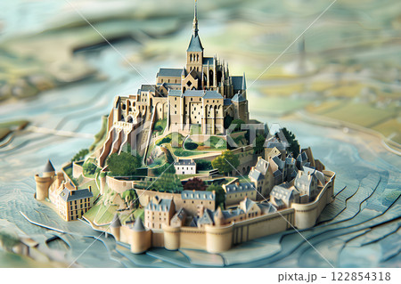 フランスの世界遺産 モン・サン・ミッシェル海上にそびえる修道院-1 フランスの世界遺産 モン・サン・ミッシェル海上にそびえる修道院-1 122854318