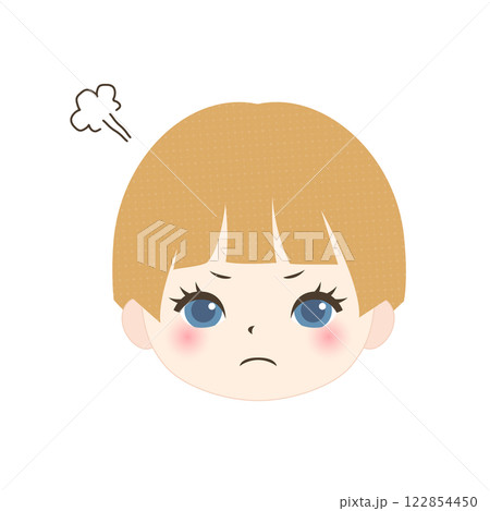 怒っている金髪の子供の顔 122854450