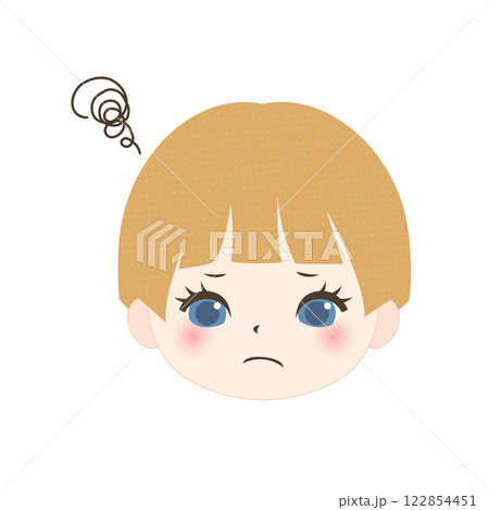 困惑する金髪の子供の顔 122854451