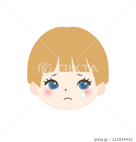 泣いている金髪の子供の顔 122854452