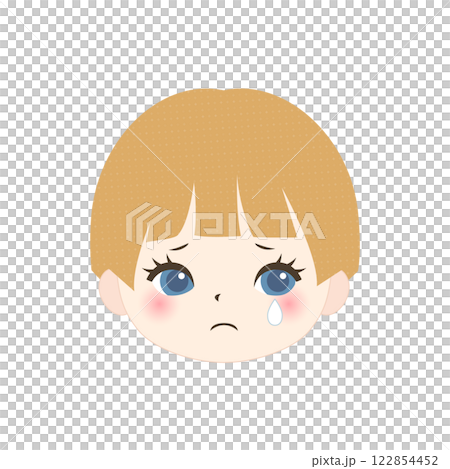 泣いている金髪の子供の顔 122854452