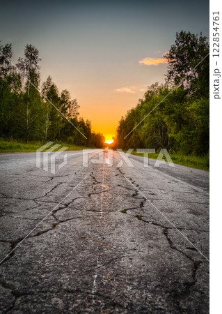 The road receding into the distance 122854761