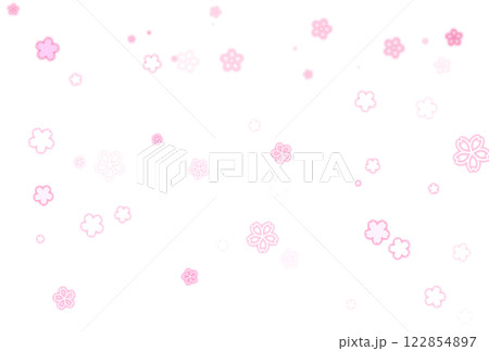 濃い青みのピンク色の全面のシンプルな桜の花のパターン 122854897