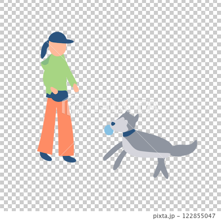 一隻狗在玩球的插圖 122855047