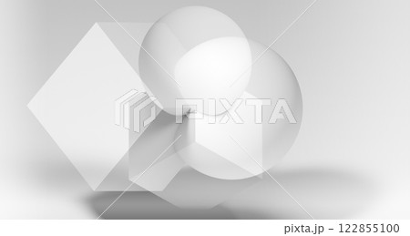Abstract white minimal background with intersected geometric shapes 122855100