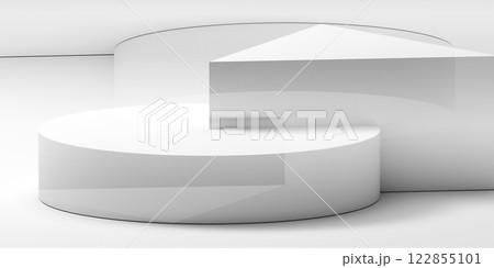 Abstract white panoramic minimal background with geometric shapes 122855101