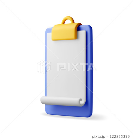 3d clipboard with empty paper sheet isolated 122855359