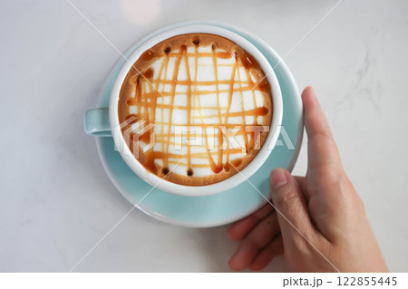 caramel latte coffee or coffee or hot coffee, latte coffee 122855445