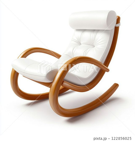 Elegant White Rocking Chair with Wooden Frame 122856025