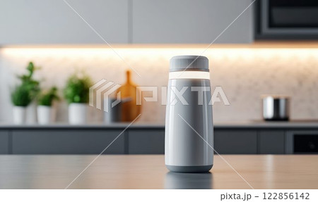 Smart Thermos with Minimalist Kitchen Background Smart Thermos with Minimalist Kitchen Background 122856142