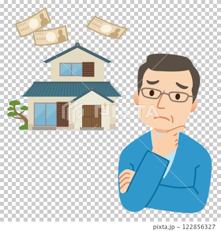 中年男子擔心管理家庭；男子擔心金錢 122856327