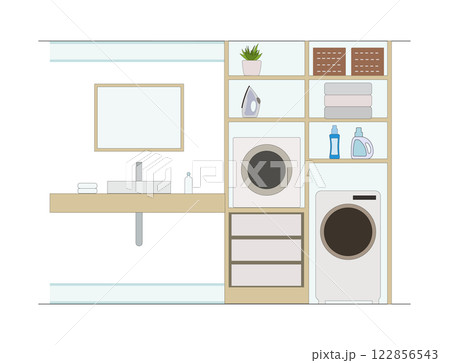 おしゃれなランドリールーム 洗面室のイラスト おしゃれなランドリールーム 洗面室のイラスト 122856543