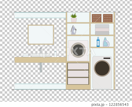おしゃれなランドリールーム 洗面室のイラスト おしゃれなランドリールーム 洗面室のイラスト 122856543