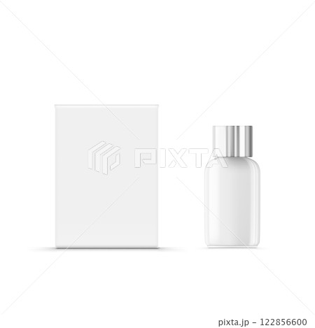 Blank Cosmetic Bottle and Packaging Box Mockup. Vector 122856600