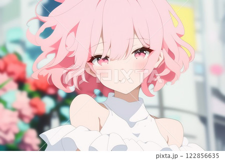 渋谷の街歩きをする白ワンピの女の子 122856635