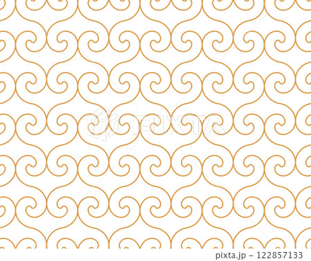 The geometric pattern with wavy lines. Seamless vector background. White and golden texture. Simple lattice graphic design 122857133