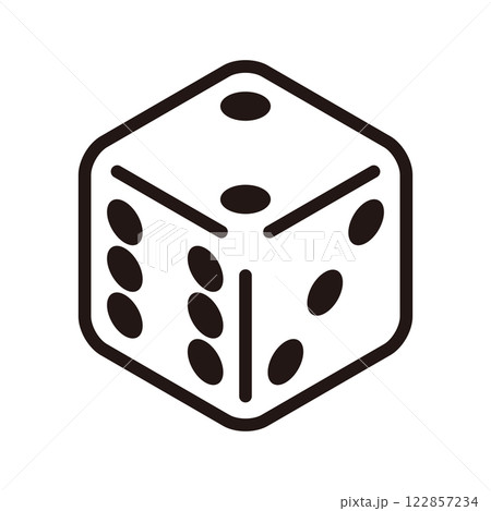 2の目が出たシンプルな白いサイコロのアイソメトリックアイコンのベクターイラスト 122857234