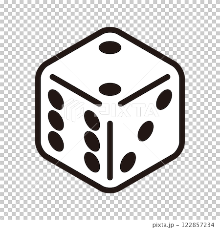 2の目が出たシンプルな白いサイコロのアイソメトリックアイコンのベクターイラスト 122857234
