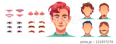 Man face construction parts with facial elements 122857278