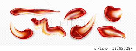 Ketchup smears set on transparent background Ketchup smears set on transparent background 122857287