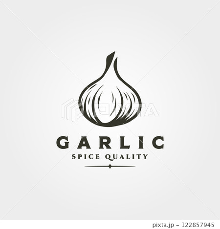 garlic onion object logo vector symbol illustration design, garlic spice and herb isolated design 122857945