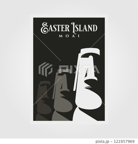moai statue vector poster background illustration design, easter island national park travel poster design moai statue vector poster background illustration design, easter island national park travel poster design 122857969