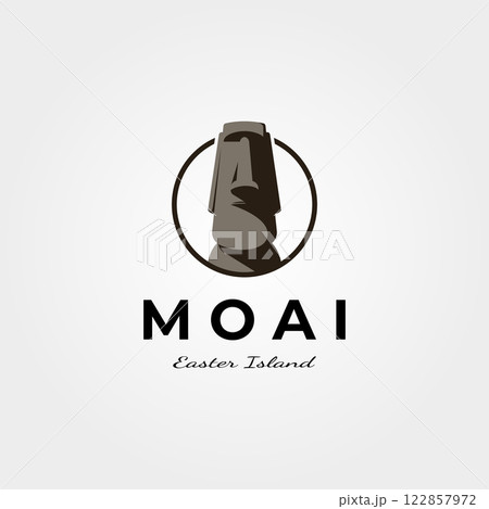 moai easter island logo vector vintage symbol illustration design 122857972